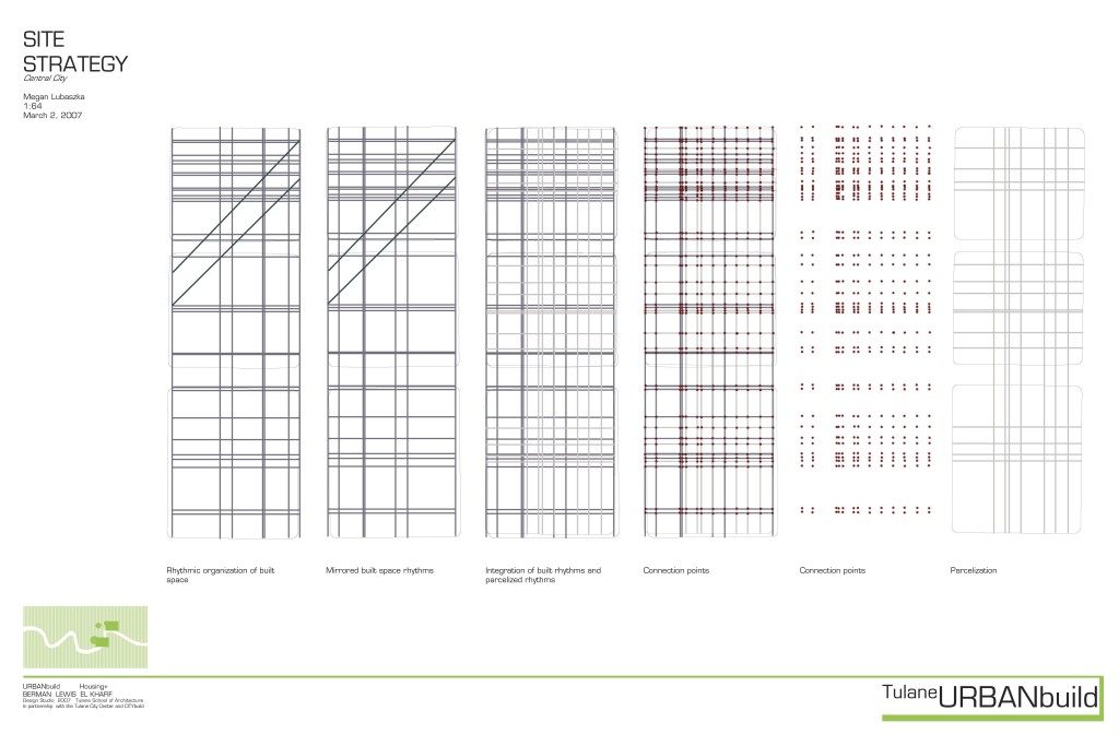 Site Diagrams during design process of Mixed Use Development in Central City, New Orleans.